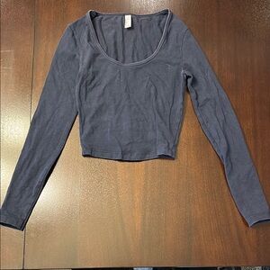 American Apparel Gray Fitted Crop Bodysuit